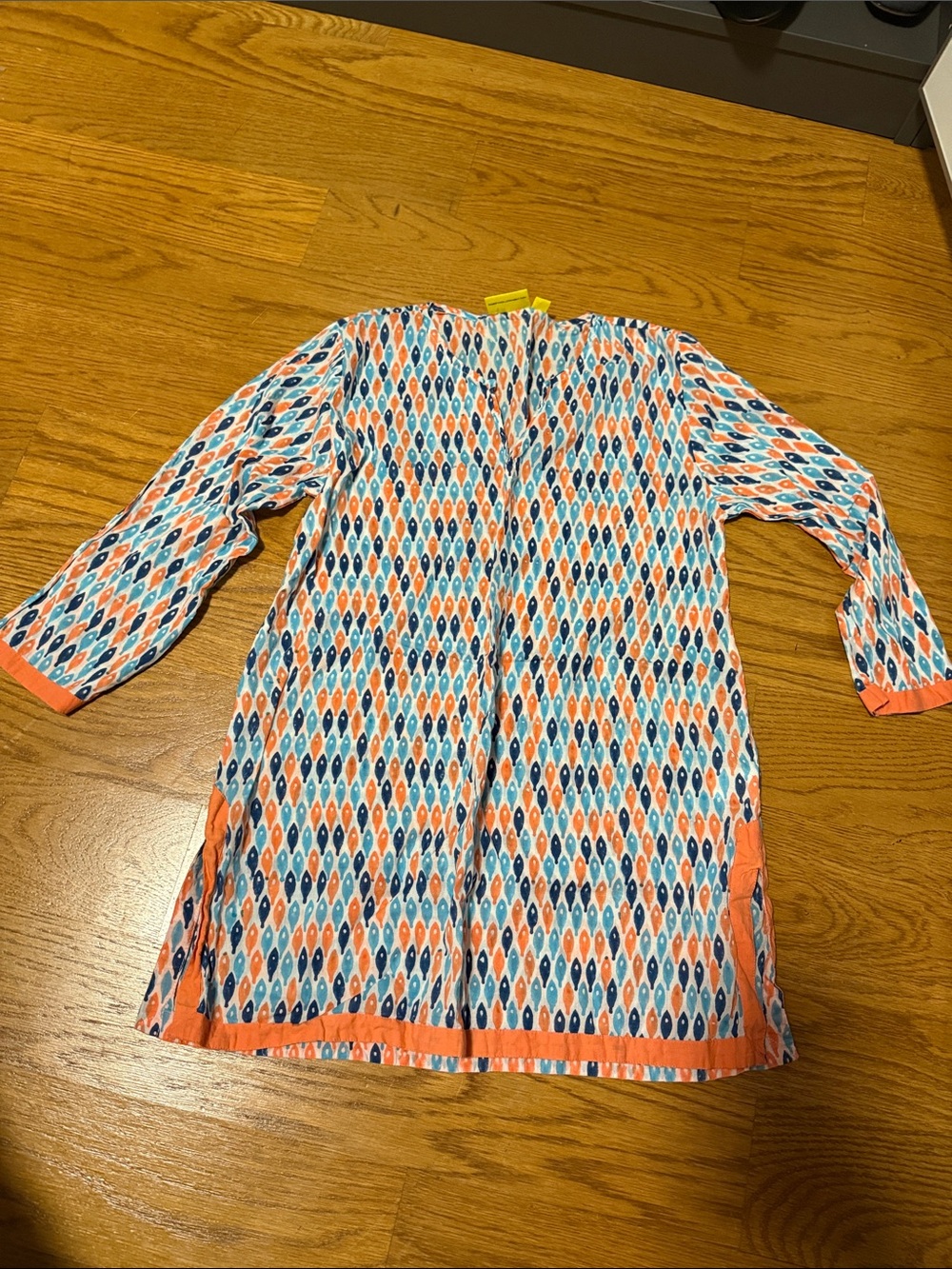 Roberta Roller Rabbit Coral & Teal Printed Long Sleeve Dress Girls size 10